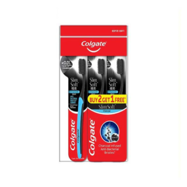 Colgate Slimsoft Charcoal Toothbrush (Ultra Soft), 3pcs