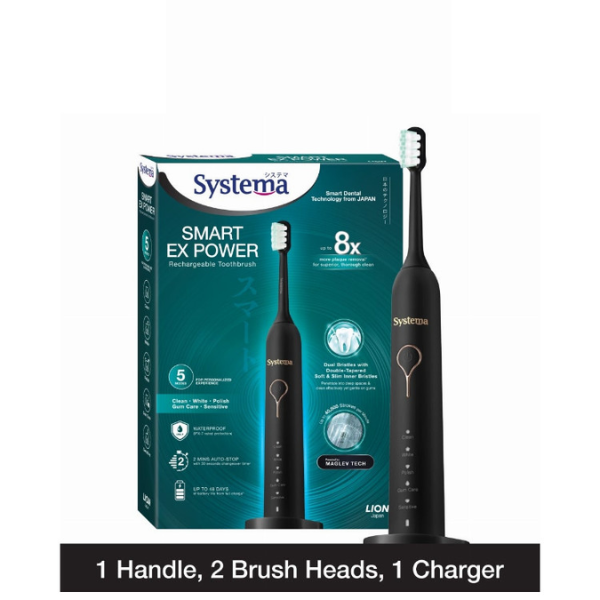 Systema Smart Ex Power Rechargeable Toothbrush (1 Handle, 2 Brush Heads, 1 Charger)