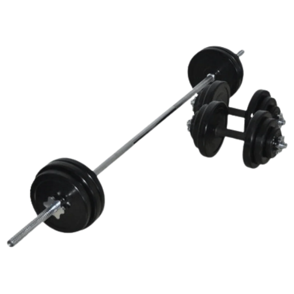65kg Rubber Barbell & Dumbbell Combo Set